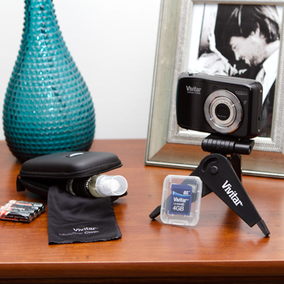 VIVITAR® T324N - Capture every detail in your next picture with 12 mega pixels and 4x digital zoom.  Includes Vivitar Experience™ software, high definition, anti-shake, face detection, continuous shooting and a 2.4" preview screen.